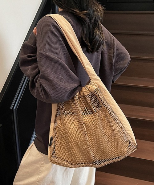 トートバッグ 切り替えメッシュインナーバック付きトートバック