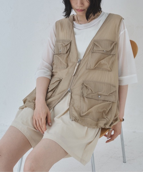 ベスト ジレ ナイロンシアー ベスト レディース