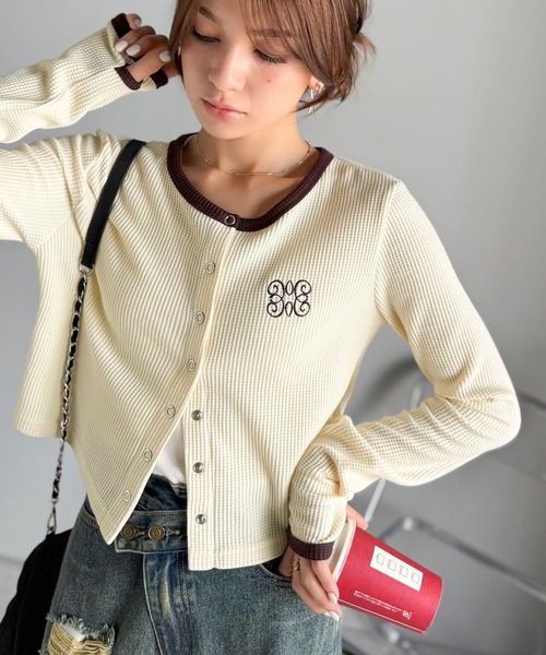 LOKITHO 未使用品 ケープカーディガン　ベルト付き　スナップボタン mily bilet カーディガン 「mily bilet」洗練された大人のカジュアル