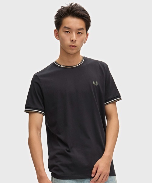 FRED PERRY フレッドペリー　ティップライン　ブラック　L 黒　Tシャツ FRED PERRY（フレッドペリー） tシャツ Twin Tipped T-Shirt／ティップ