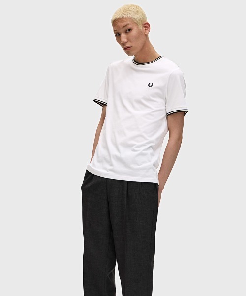 【FRED PERRY】ツイン Tシャツ（メンズ） Twin Tipped T-Shirt(S V56：ANCHOR GREY / OATMEAL): | FRED