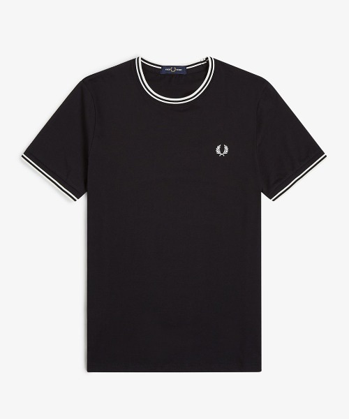 新品★FRED PERRY ブラック Tシャツ Lサイズ FRED PERRY ポロシャツ LS TWIN TIPPED SHIRT LS M3636 350