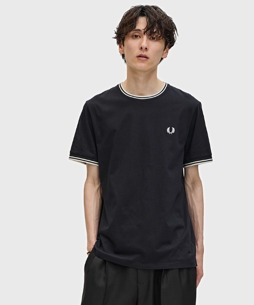 今季　FREDPERRY ツインティップTシャツ　ブラック　新品タグ付再お値下げ セール】Twin Tipped T-Shirt／ティップラインTシャツ（Tシャツ