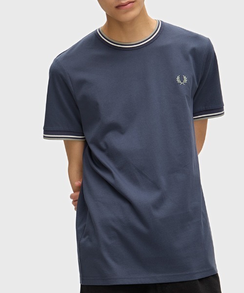 FRED PERRY ティップライン Tシャツ ネイビー FRED PERRY（フレッドペリー） tシャツ Twin Tipped T-Shirt／ティップ