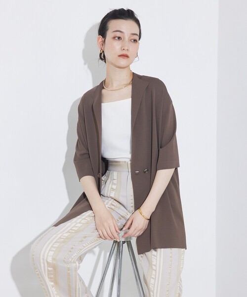 qualite（カリテ） パンツ 「セットアップ対応」キュプラストライプ