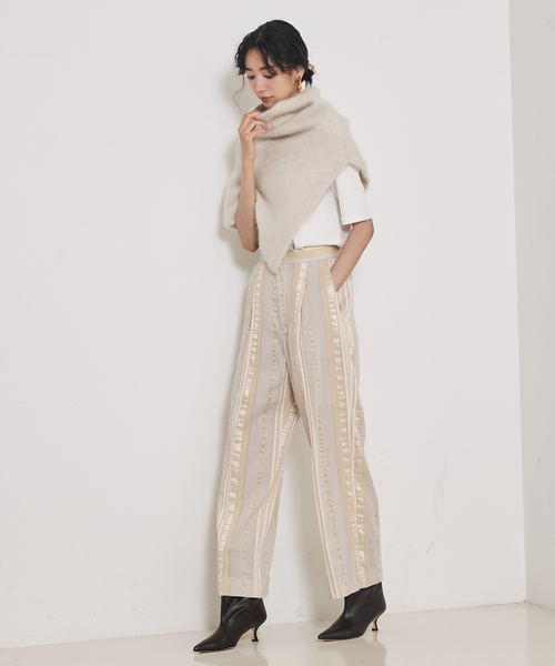 qualite（カリテ） パンツ 「セットアップ対応」キュプラストライプ