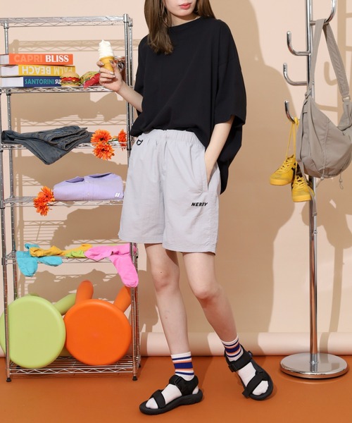 NERDY ハーフパンツ パンツ 短パン スモールロゴウーブンハーフパンツ