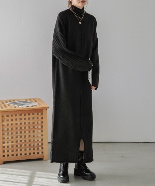 「La-gemme」 ニットワンピース フリー ベージュ レディース_画像2