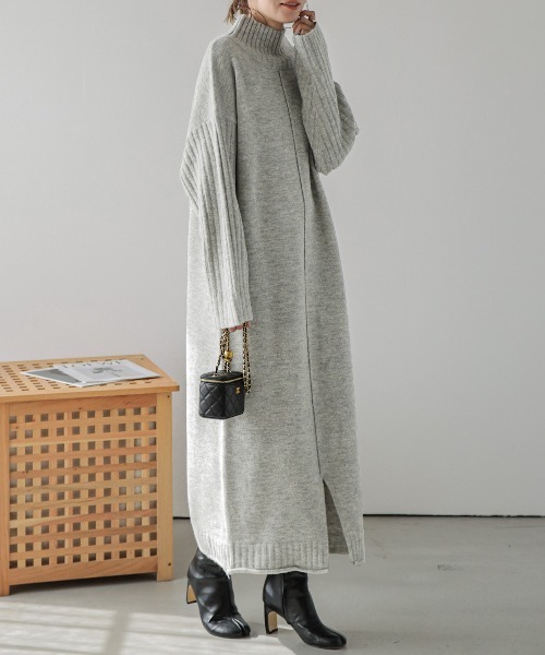 「La-gemme」 ニットワンピース フリー ベージュ レディース_画像5