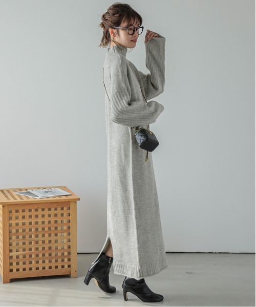 「La-gemme」 ニットワンピース フリー ベージュ レディース_画像6
