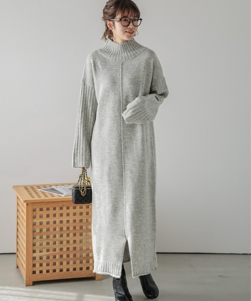 「La-gemme」 ニットワンピース フリー ベージュ レディース_画像7