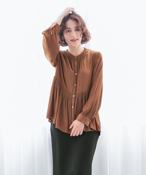 GLACIER lusso（グラシアルッソ） ブラウス シャツ ペプラムギャザー