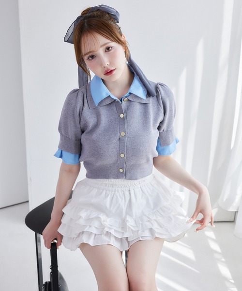 ニット セーター 「再入荷」レイヤード襟付きポロニット レディース | one after another NICE CLAUP | 24