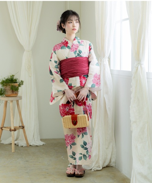 Retica 二部式セパレート浴衣 作り帯付き 猫柄 セパレート 女性浴衣