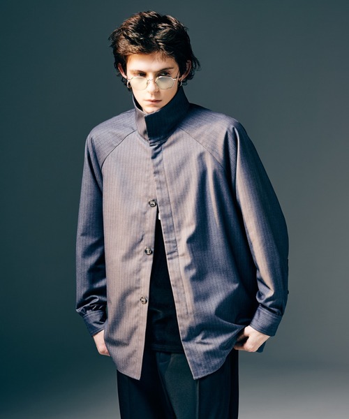 glambハイネック 長袖シャツ glamb（グラム） シャツ Suit Fabric High Neck Shirt / スーツ