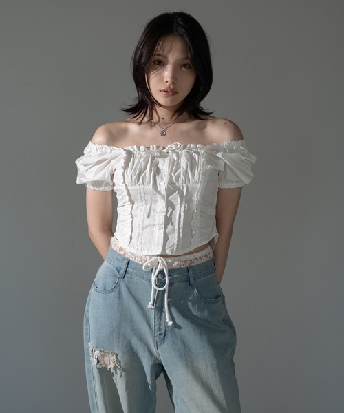 「apres jour mignon」 半袖ブラウス X-LARGE オフホワイト レディース_画像2