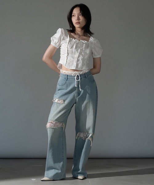 「apres jour mignon」 半袖ブラウス X-LARGE オフホワイト レディース_画像4