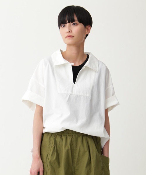 「MHL.」 半袖シャツ 2 ブラック レディース_画像4