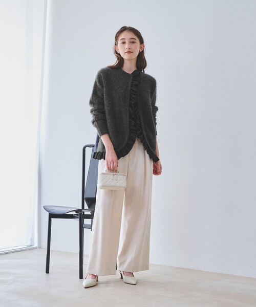 UNITED ARROWS カーディガン フォックスカシミヤ フリルコンビ