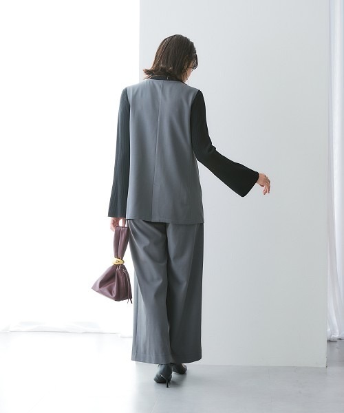 7days Life Styling uvカット ベスト ジレ 落ち感ドレープ素材ミドル丈