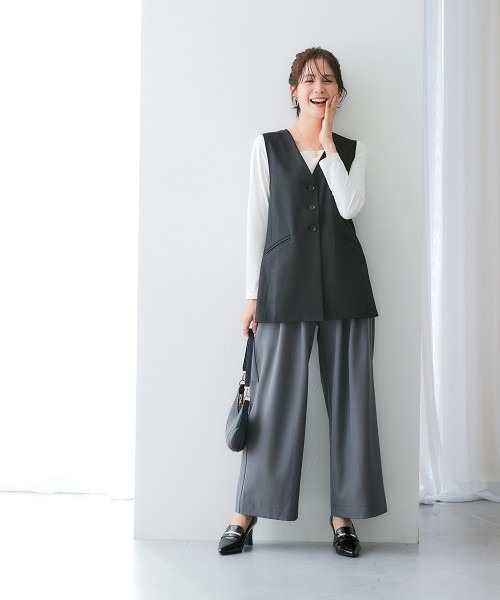 25SS タグ付✨グレースクラス トリアセテーラードジレ ベスト 黒 38 セール】【1/9再値下げ】トリアセ テーラードジレ（ベスト）｜Demi