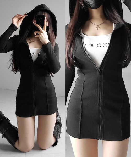 me+em select（ミームセレクト） ワンピース 「 2color 」フーディ