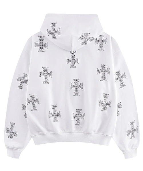 UNKNOWN 刺繍入りホワイトパーカー Lサイズ UNKNOWN LONDON（アンノウンロンドン） パーカー レディース メンズ