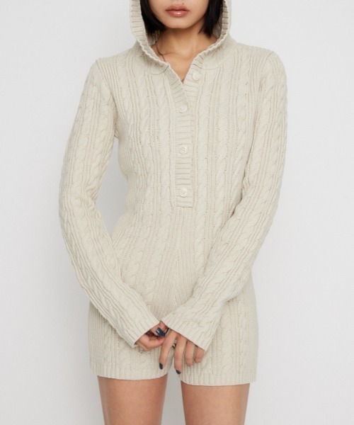 LAGUA GEM（ラグアジェム） オールインワン HOODIE CABLE ロンパース
