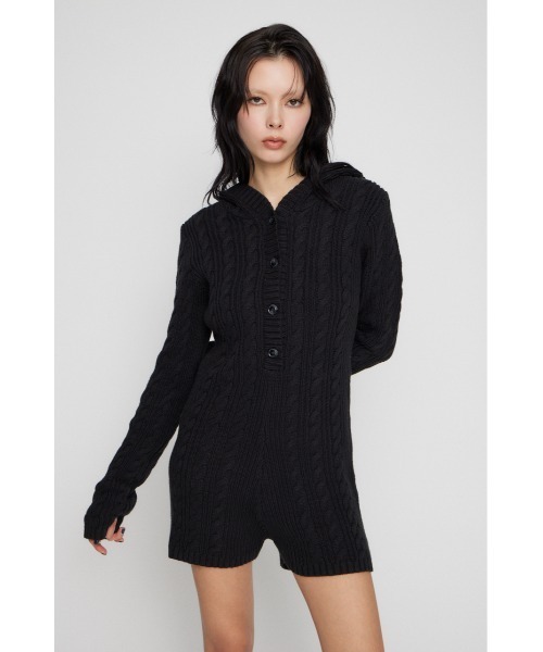 『 LAGUA GEM』 セットアップ LAGUA GEM（ラグアジェム） オールインワン HOODIE CABLE ロンパース