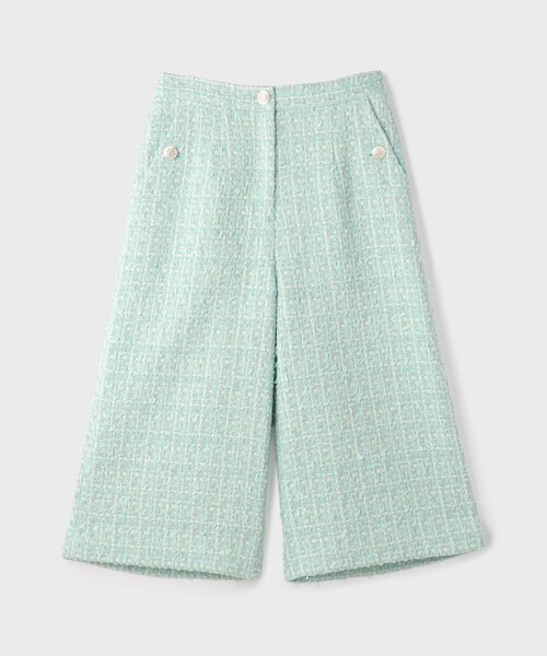 ワイドパンツ パンツ ツイードクロップドパンツ レディースの画像