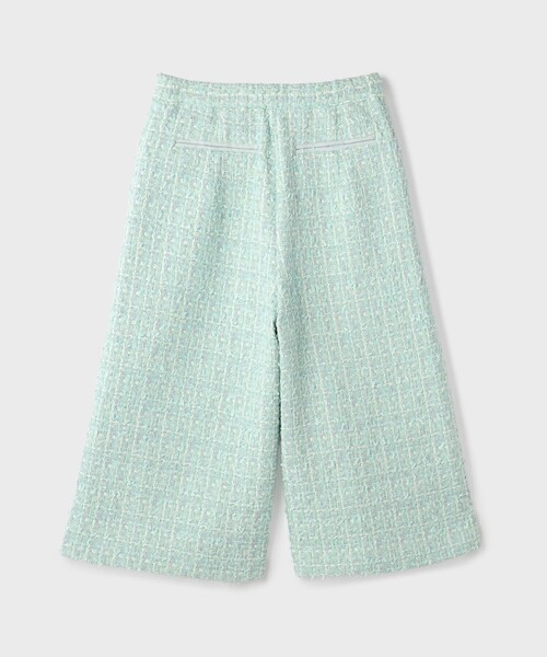 ワイドパンツ パンツ ツイードクロップドパンツ レディースの画像