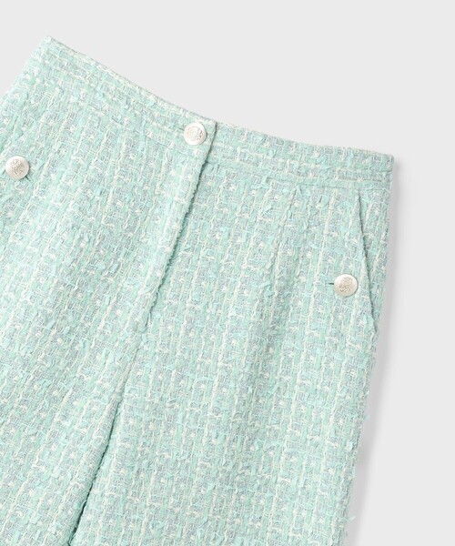ワイドパンツ パンツ ツイードクロップドパンツ レディースの画像