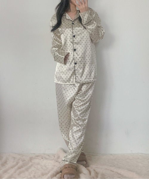 USA Vintage 小花柄 サテン パジャマ シャツ ランジェリー USA Vintage 小花柄 サテン パジャマ シャツ ランジェリー