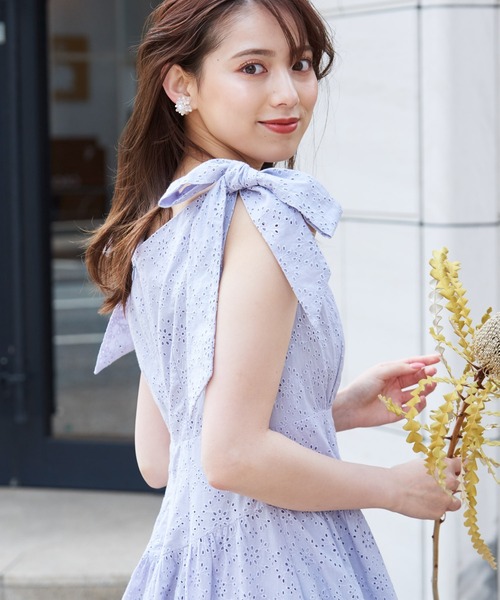 「NOELA」 ノースリーブワンピース M パープル レディース_画像8
