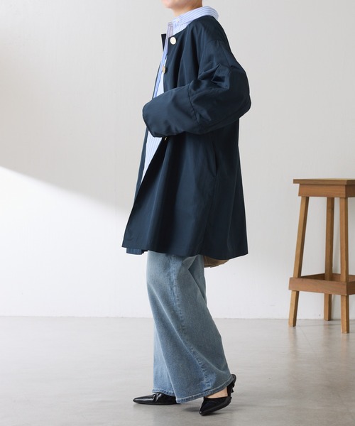 ネイビー/COLLAGE GALLARDAGALANTE ノーカラーダウンコート COLLAGE GALLARDAGALANTE｜ノーカラーダウンコート | Rakuten Fashion