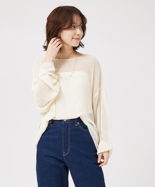 「abahouse mavie」 長袖ニット フリー アイボリー レディース_画像5