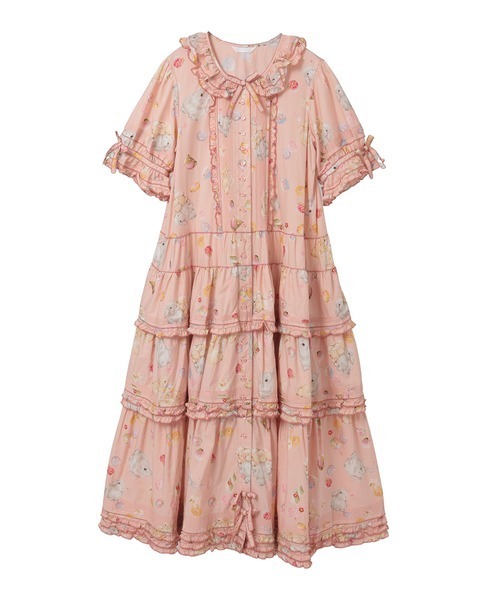 PINK HOUSE（ピンクハウス） ワンピース 幸見うさぎプリントフリル