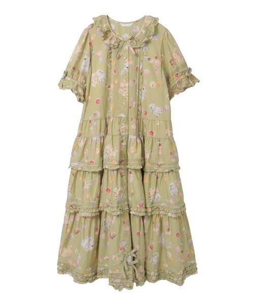 PINK HOUSE（ピンクハウス） ワンピース 幸見うさぎプリントフリル