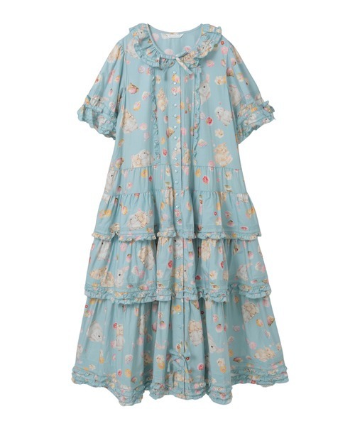 PINK HOUSE（ピンクハウス） ワンピース 幸見うさぎプリントフリル