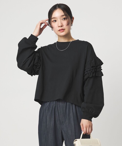 袖フリル　プルオーバー☆ミナペルホネン　ハンドメイド green label relaxing（グリーンレーベルリラクシング） tシャツ 「WEB