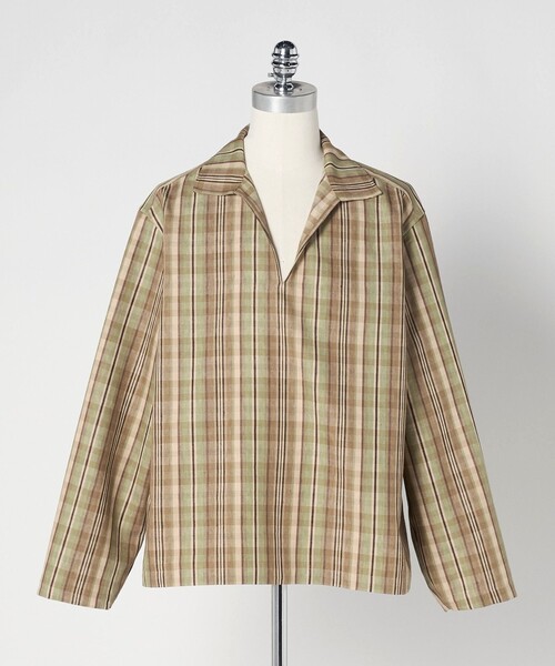 ブラウス シャツ 「LOEFF」チェック スキッパー シャツ UNISEX レディース メンズ