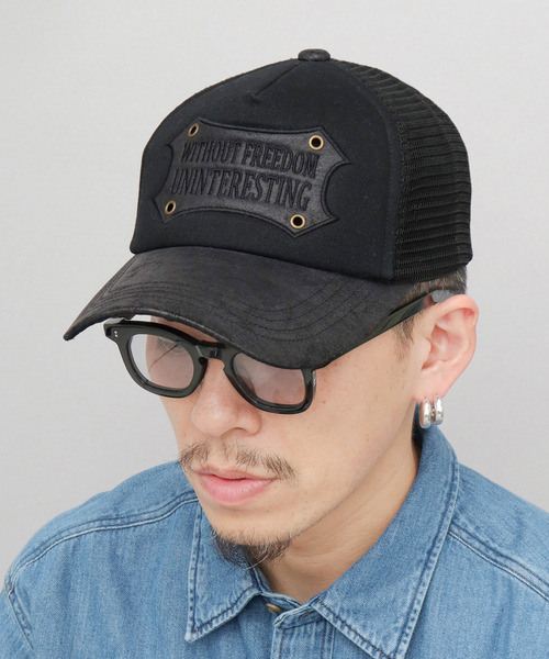 A.M.S. メッシュキャップ キャップ 帽子 ヴィンテージレザー調