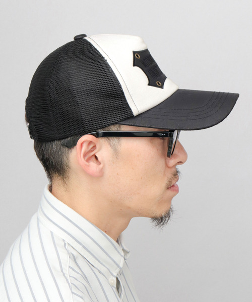 A.M.S. メッシュキャップ キャップ 帽子 ヴィンテージレザー調