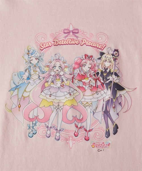 ​【新品】名探偵プリキュア！★Tシャツ 親子セット◆白（大人L ＆ 子供110） tシャツ 「名探偵プリキュア！」長袖プリントTシャツ キッズ 子供服