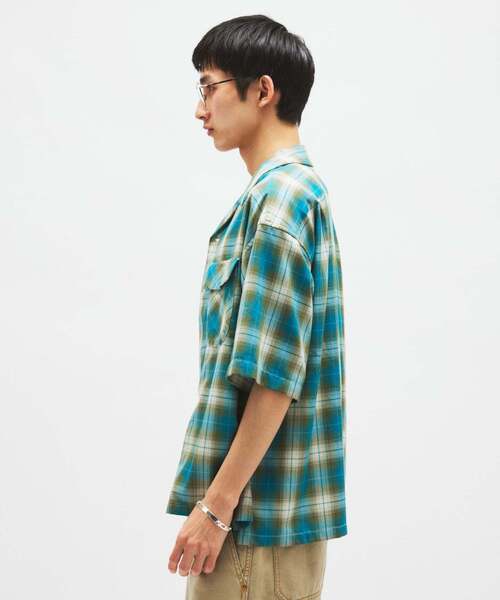 ペンドルトン シャツ 半袖 チェック メンズ M ブルー系 PENDLETON（ペンドルトン） シャツ 半袖 別注 TR ツイル 半袖 オープン
