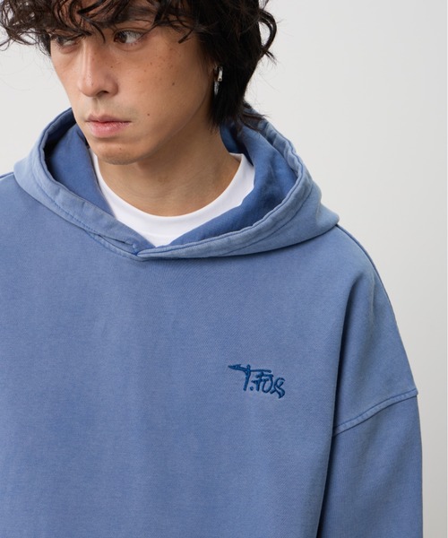 T.FOX パーカー 26ss Vintage Washed Hoodie/フード刺繍ヴィンテージ 