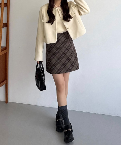 「callautia」 ノーカラージャケット SMALL ダークグレー レディース_画像9