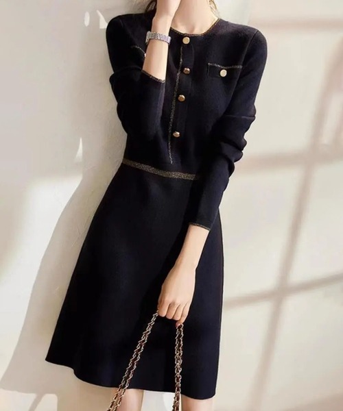 「MAISON DE THERESE」 ニットワンピース M ブラック レディース_画像3