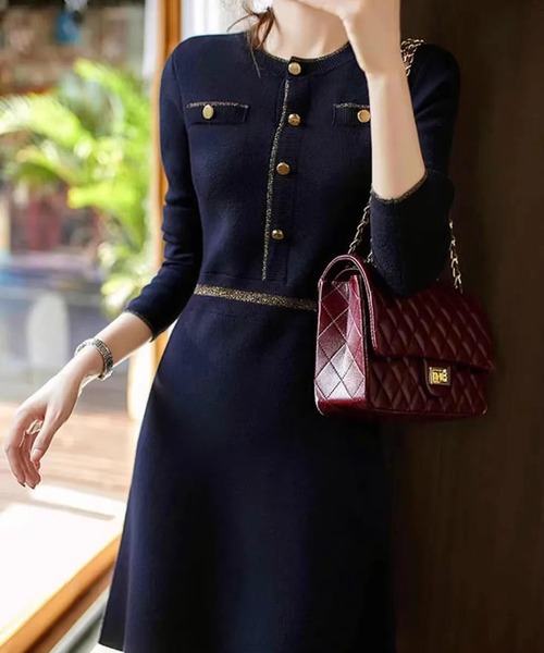 「MAISON DE THERESE」 ニットワンピース M ブラック レディース_画像4