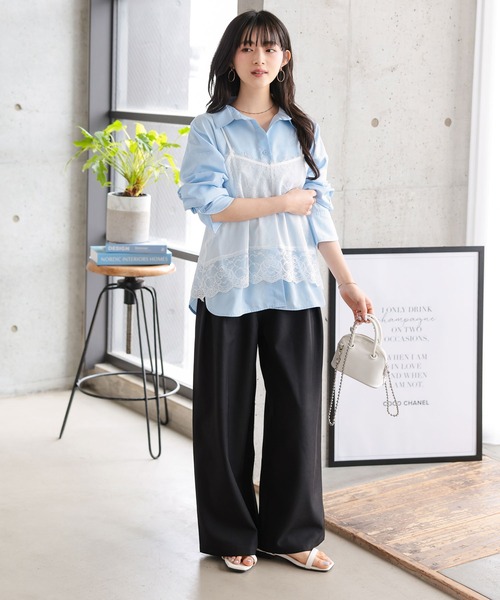 tシャツ 半袖 「 低身長向けサイズ 」 2点セット レースキャミソール